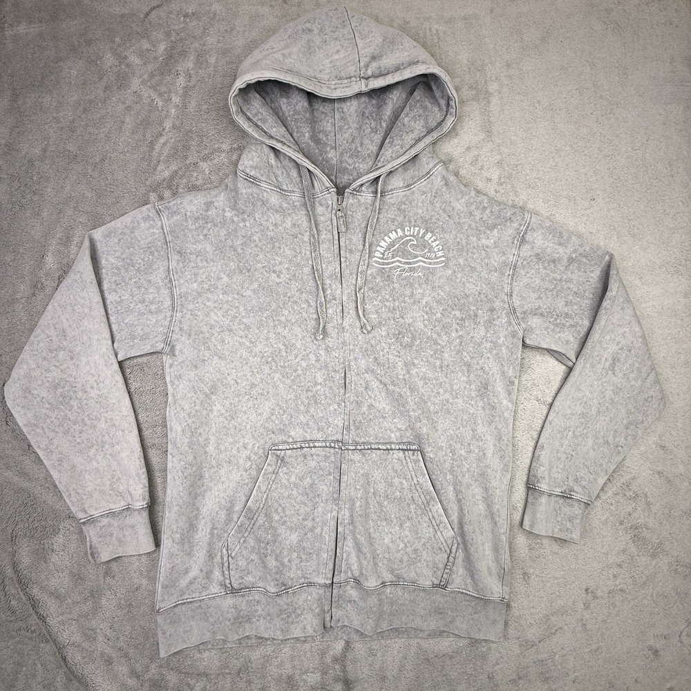 Trade Heritage Gray Full Zip Hoodie Panama City Beach FL Men's L Hooded Pockets
